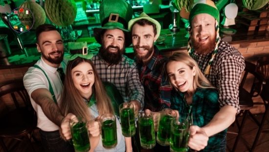 Group of St Patrick's Day revellers